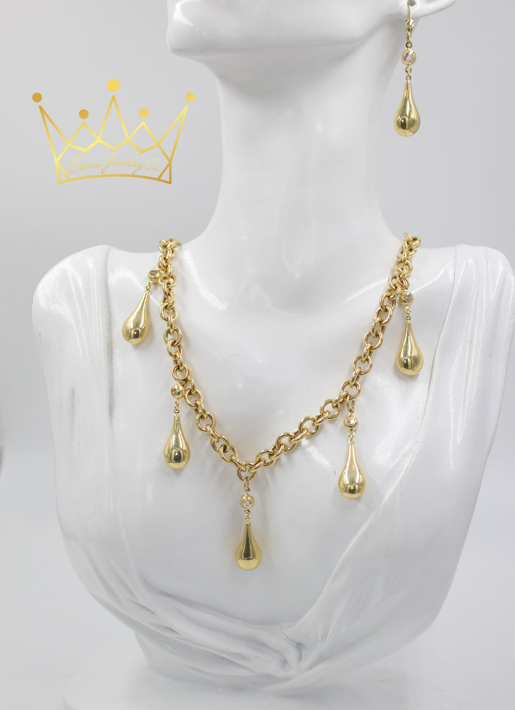 14k Gold necklace with 5 drops