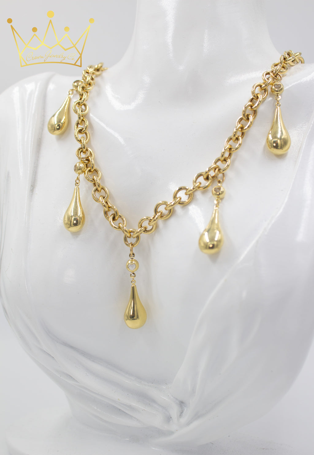 14k Gold necklace with 5 drops