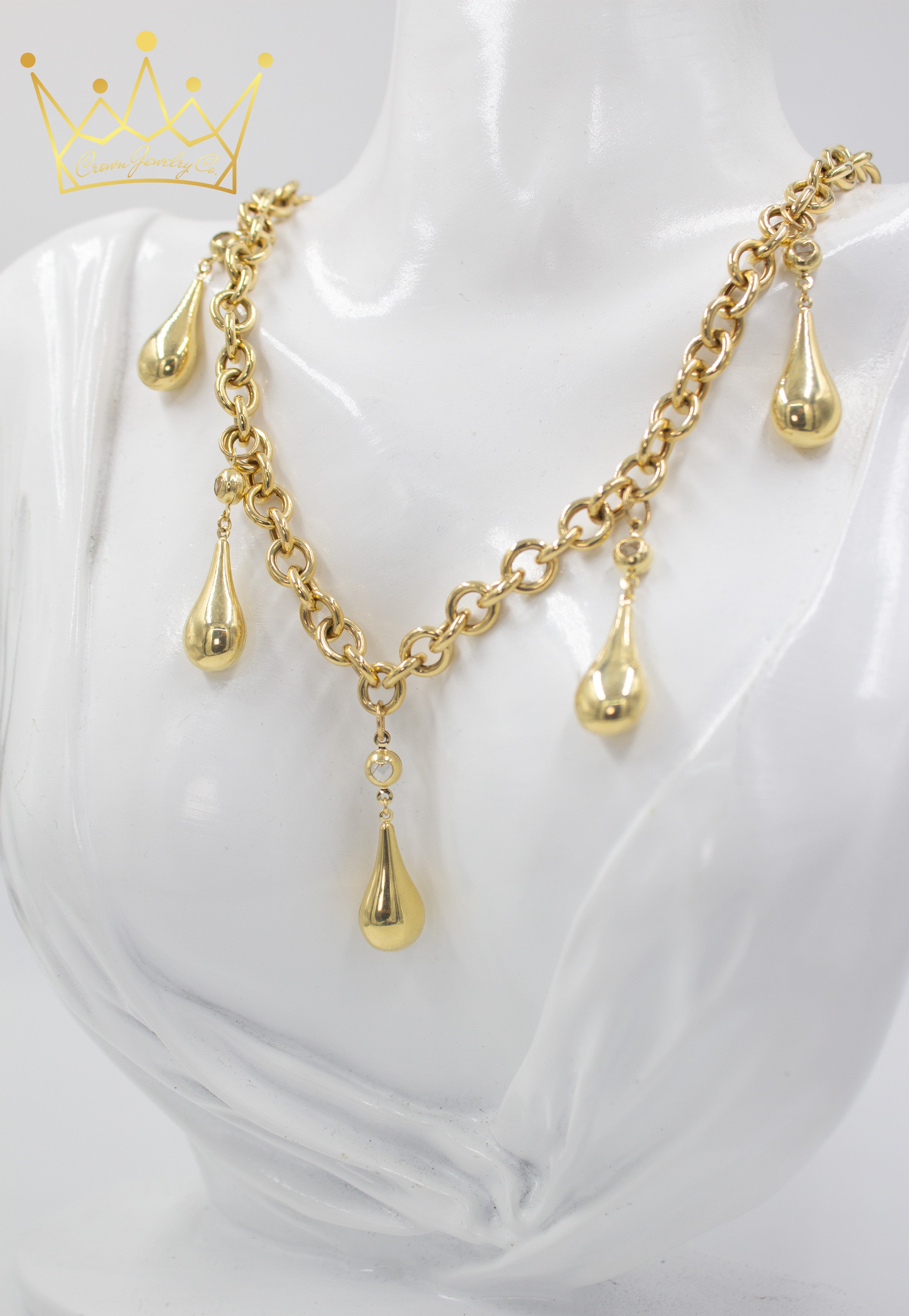 14k Gold necklace with 5 drops