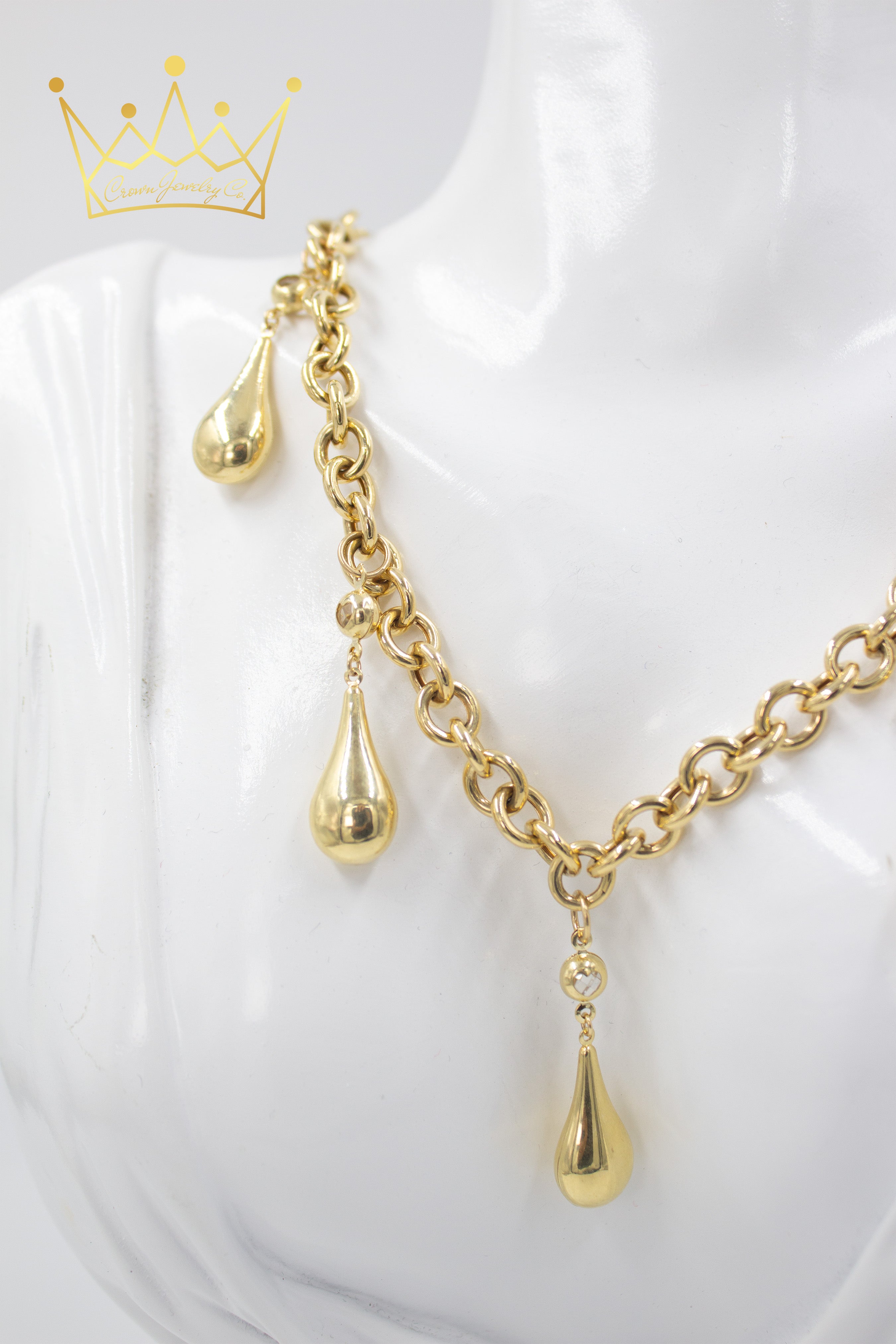 14k Gold necklace with 5 drops