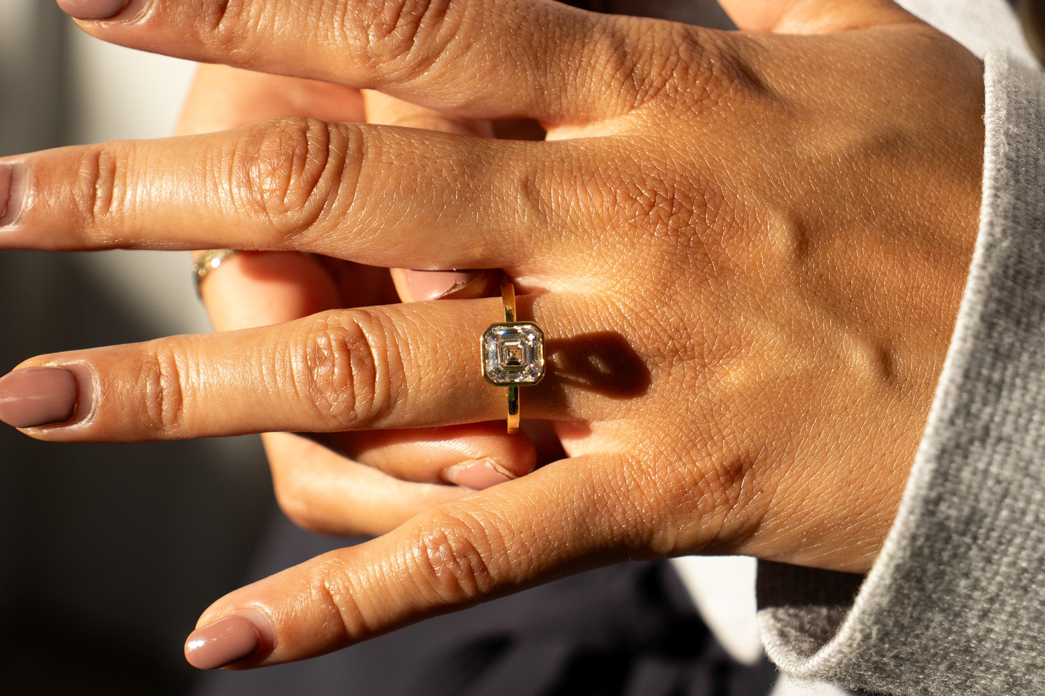 14K Gold Asher Cut Engagement Ring