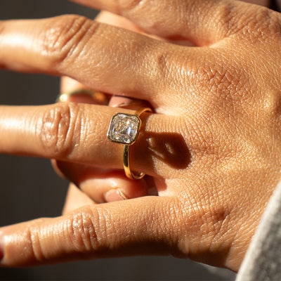 14K Gold Asher Cut Engagement Ring