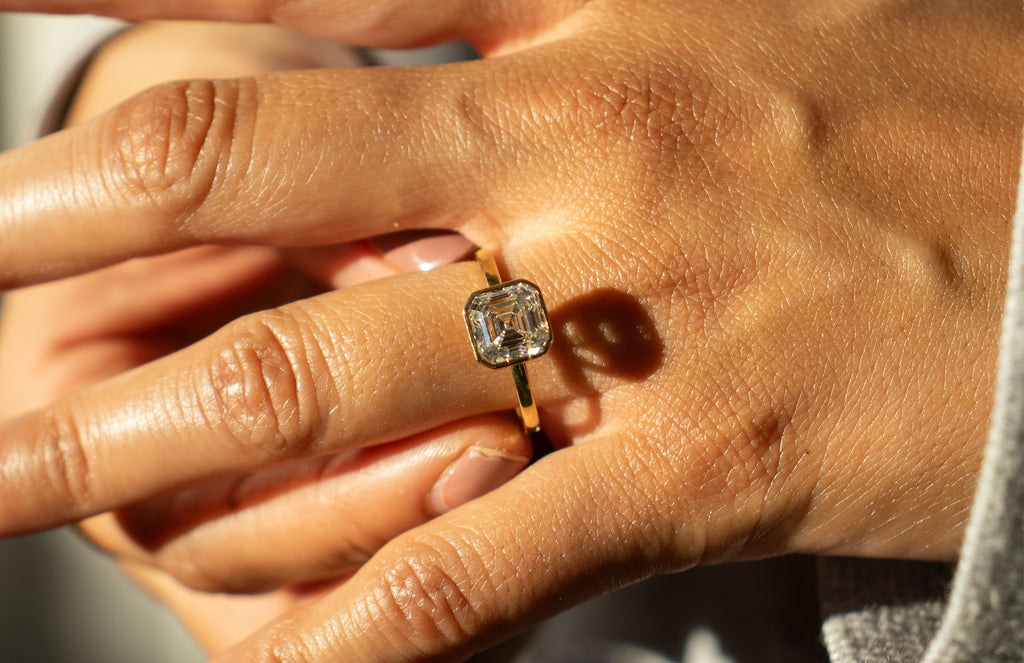 14K Gold Asher Cut Engagement Ring