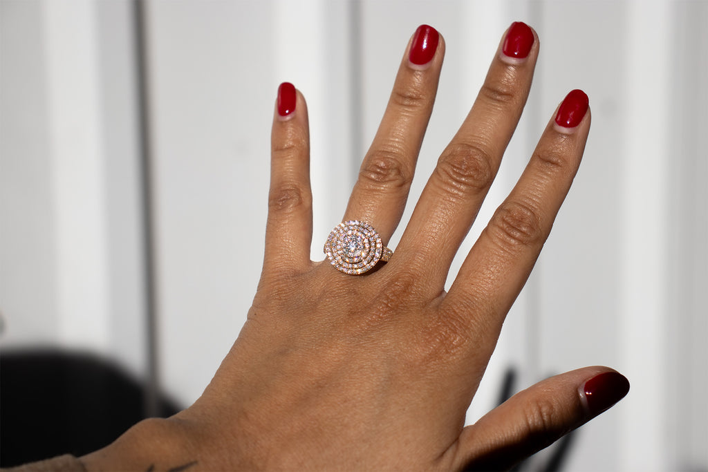 14K Gold Cocktail Natural Diamond Ring