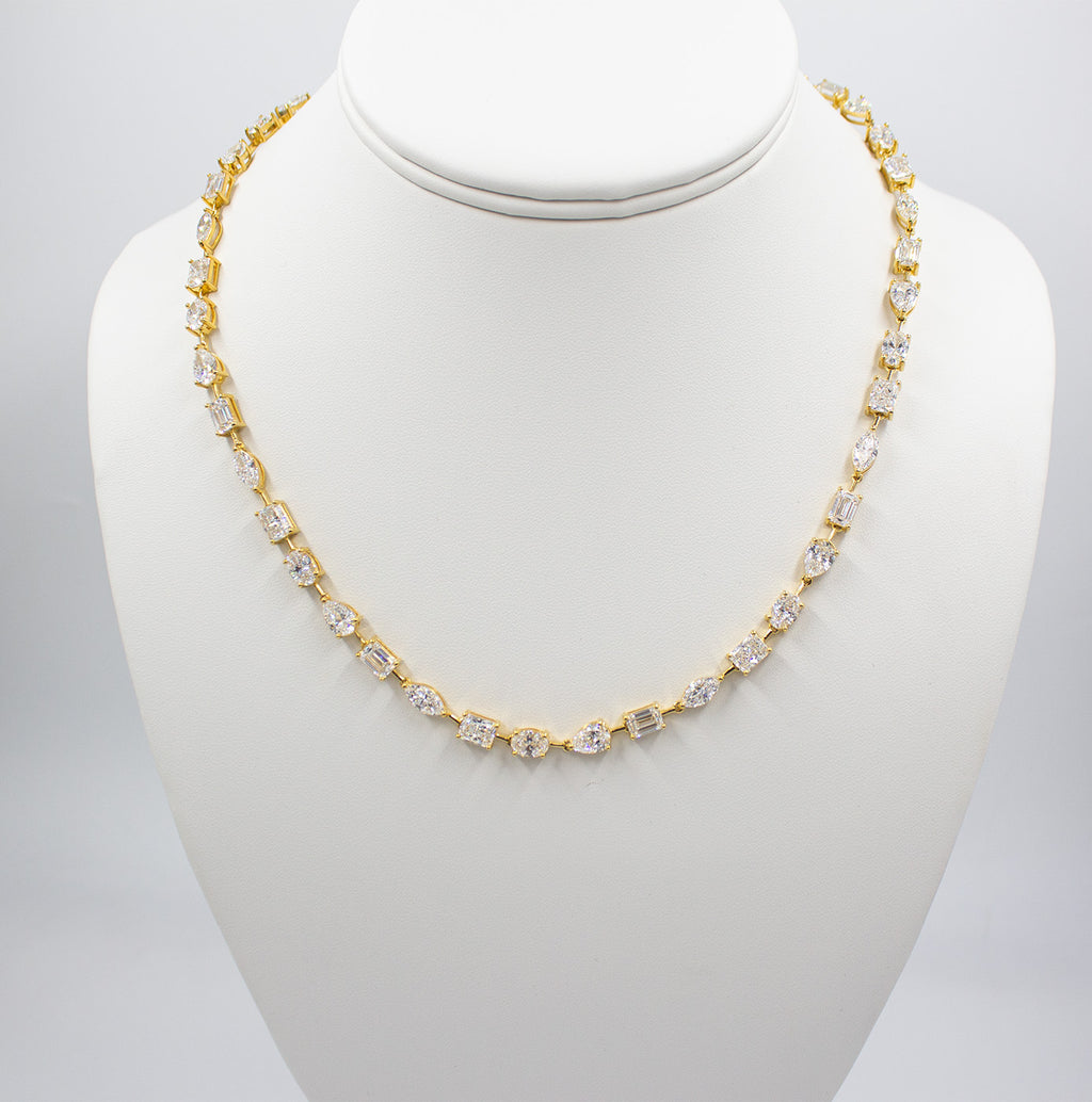 14K Gold Fancy Tennis Necklace