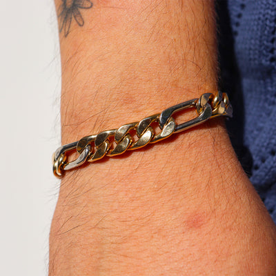 14K Gold Two-Toned Figaro Bracelet