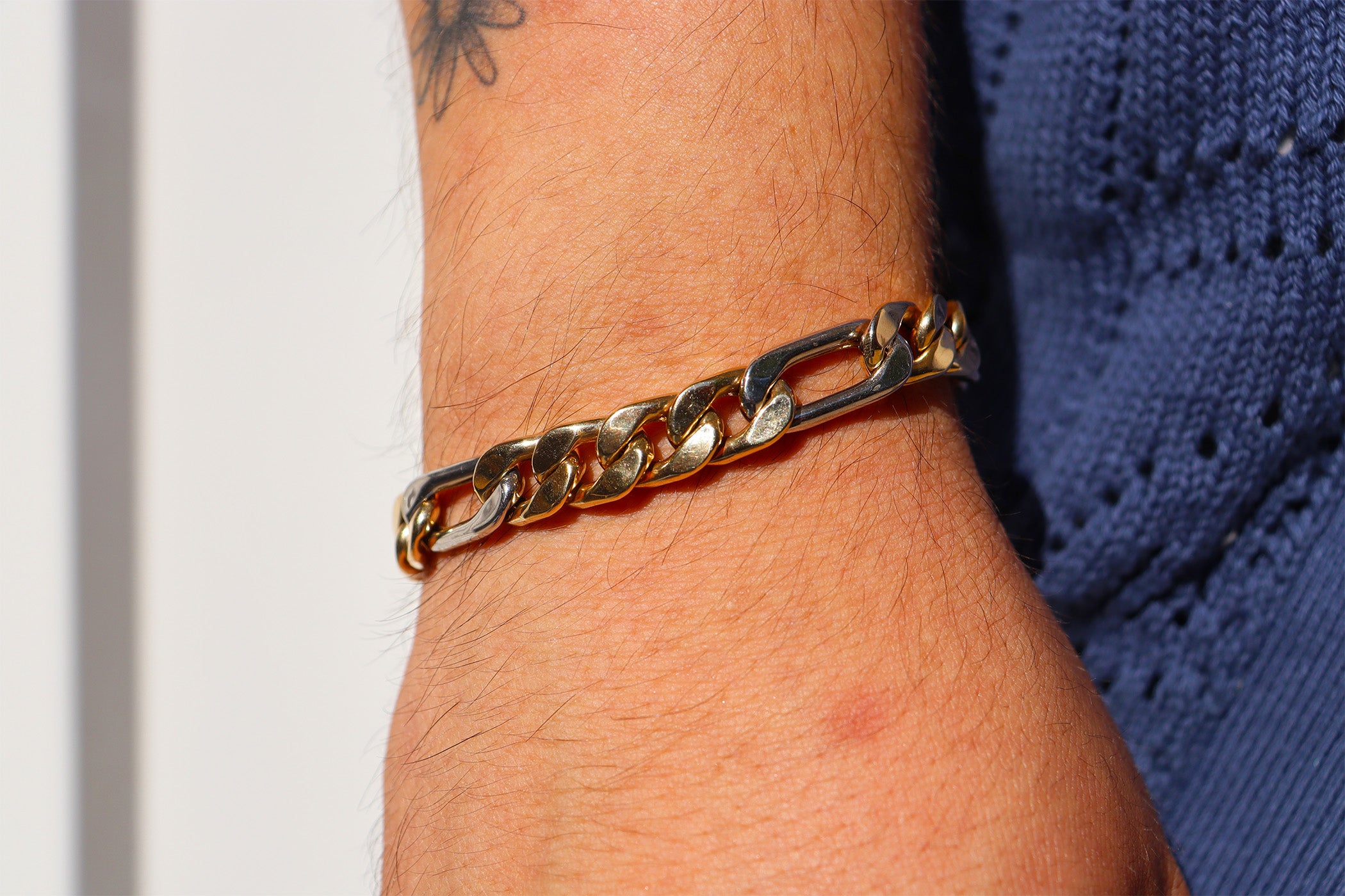 14K Gold Two-Toned Figaro Bracelet