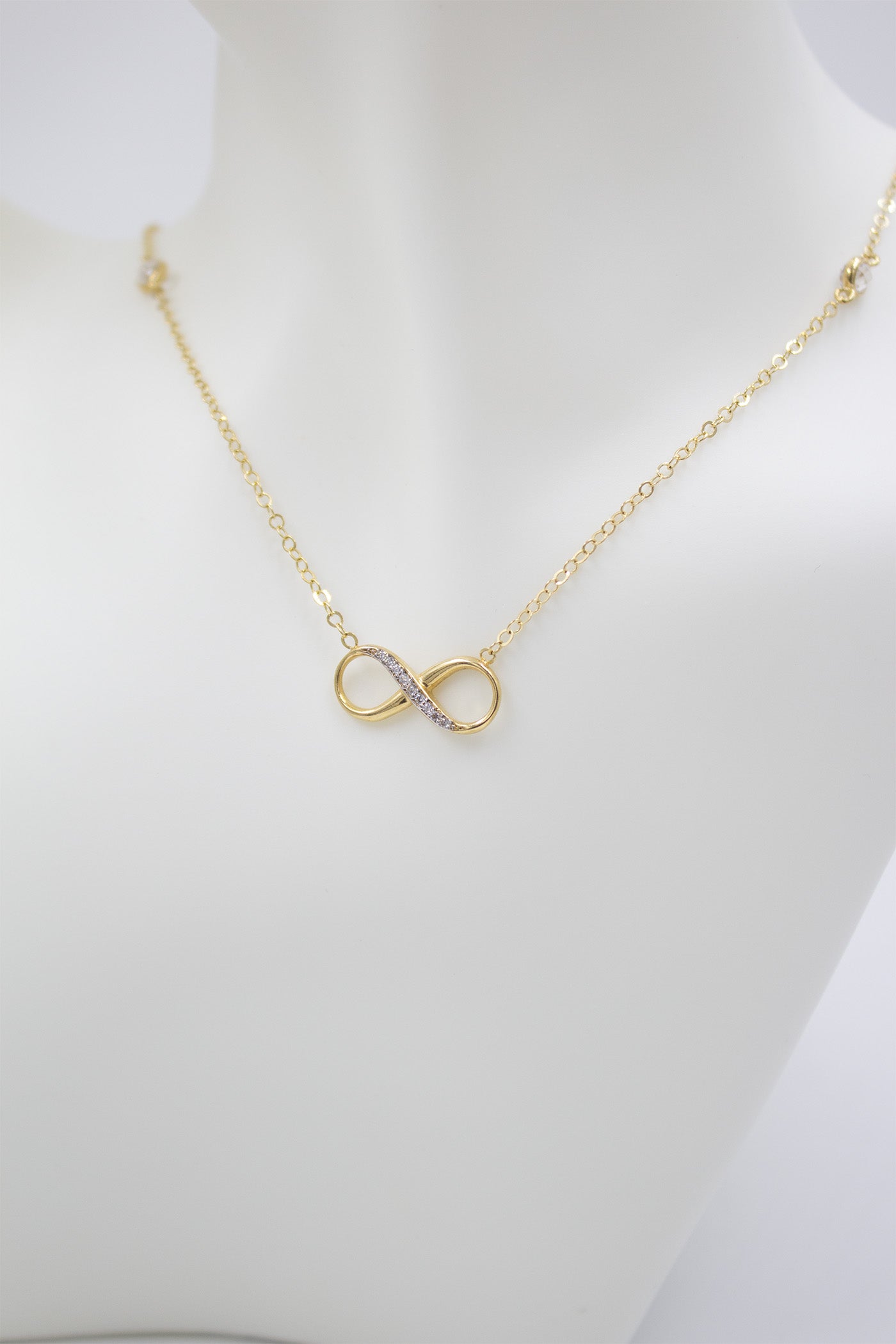 14K Gold Necklace Infinity Necklace with Zirconias