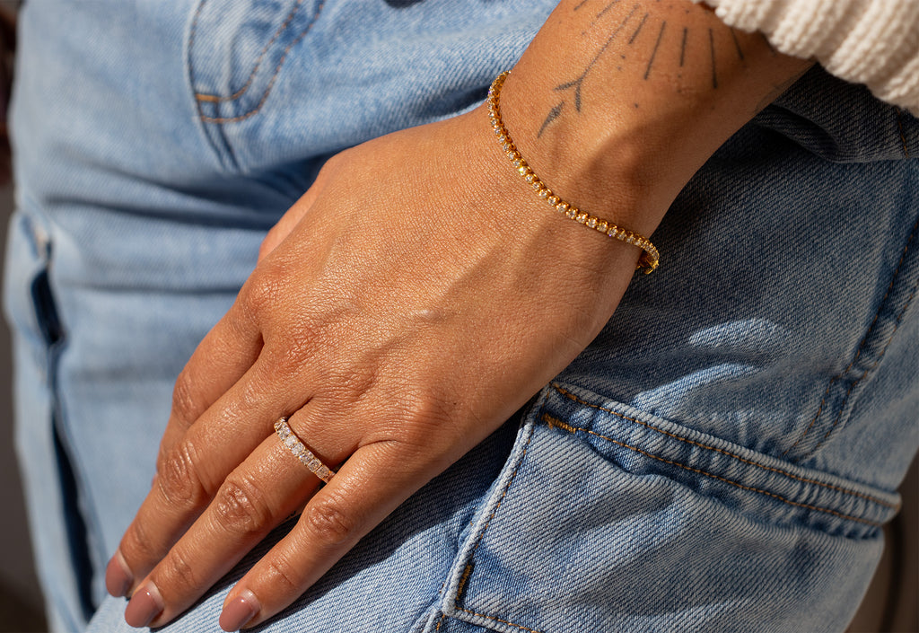 14K Gold Tennis Bracelet with VS+ lab diamonds