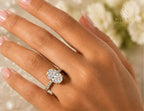 14K Gold Oval with Hidden Halo and Diamond Prongs