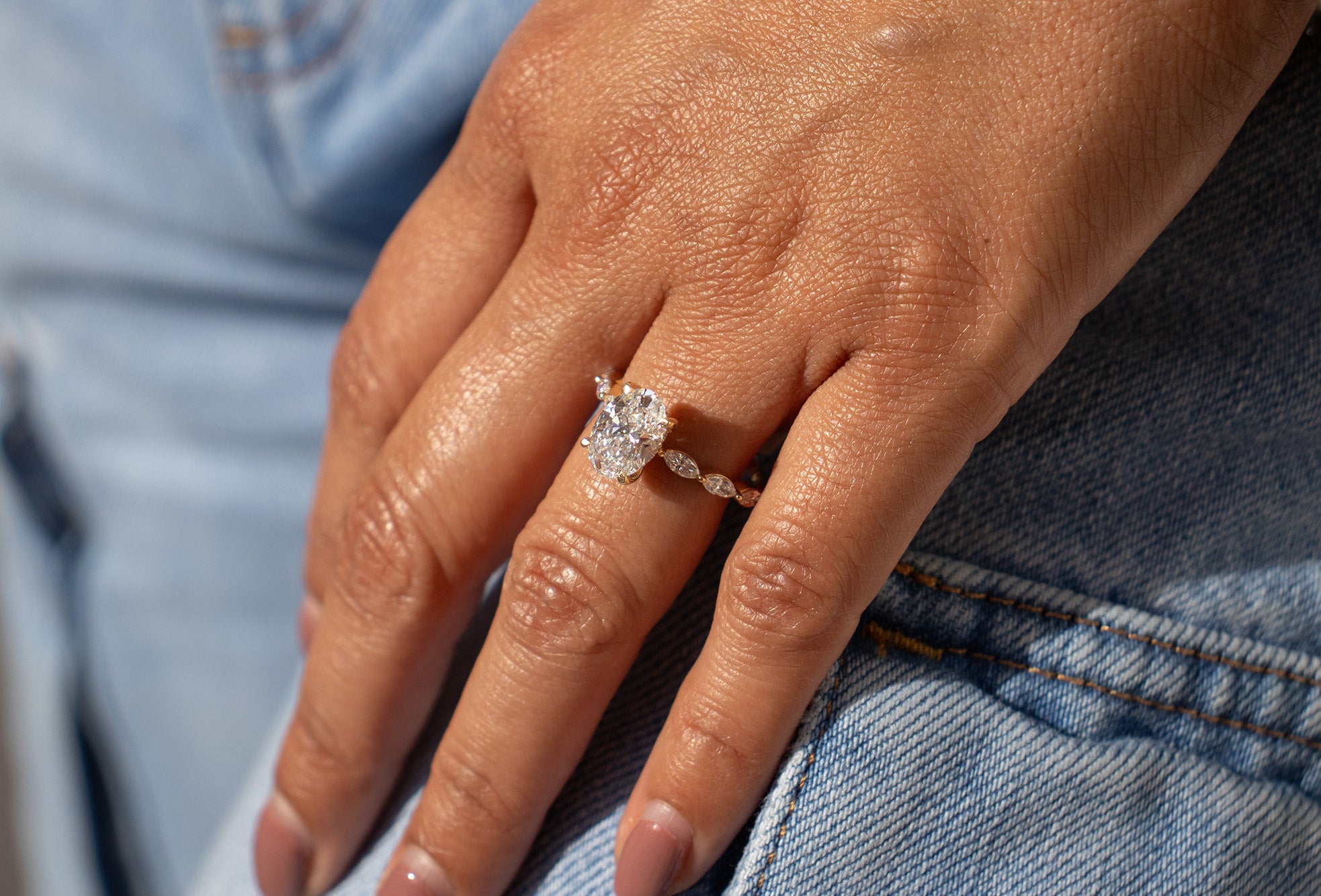 14K Gold Oval Cut Engagement Ring