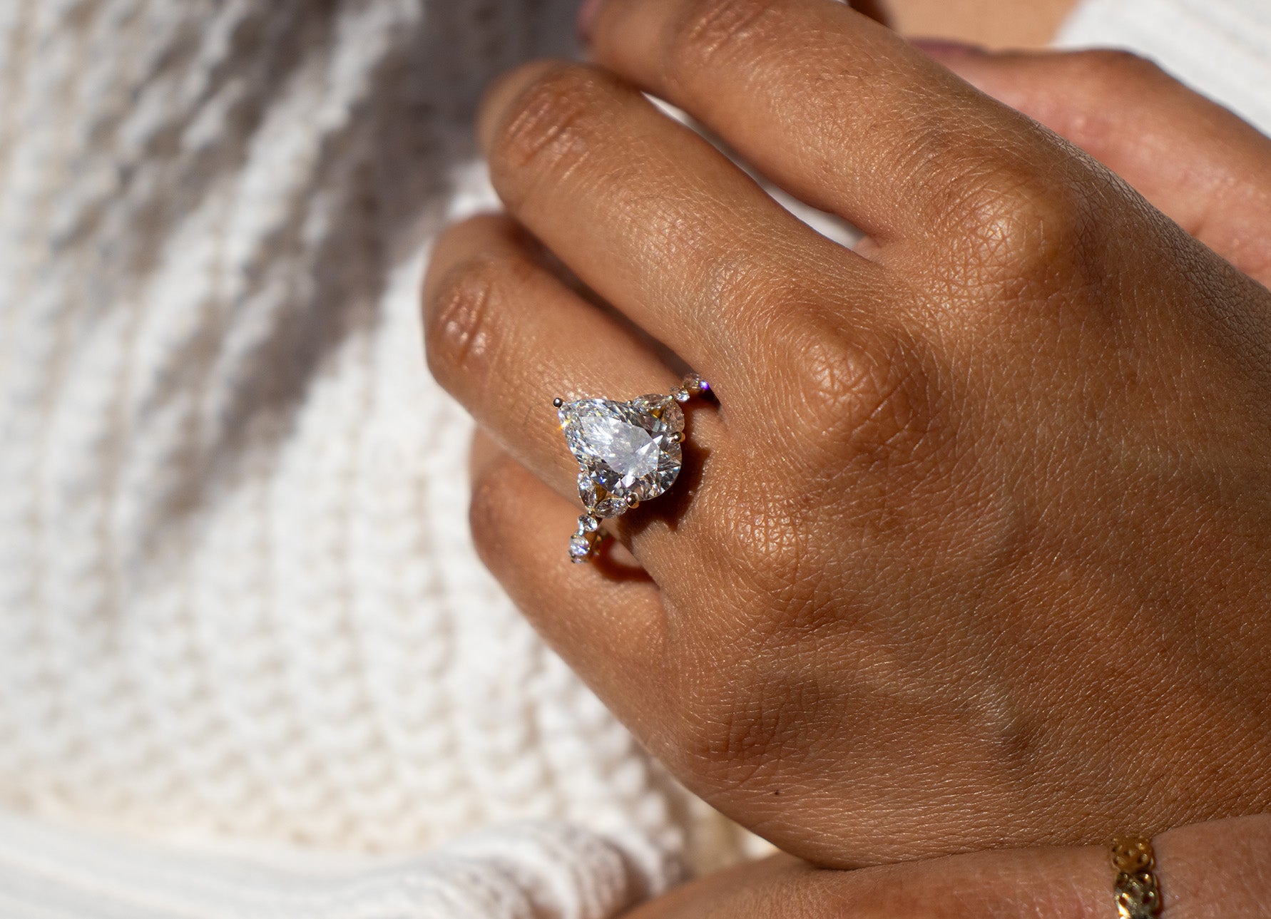 14K Gold Pear Cut Engagement Ring