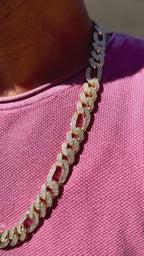 14K Gold Figaro Monaco Chain with Zirconias