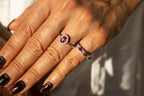 White Gold Band with Diamonds and Rubys