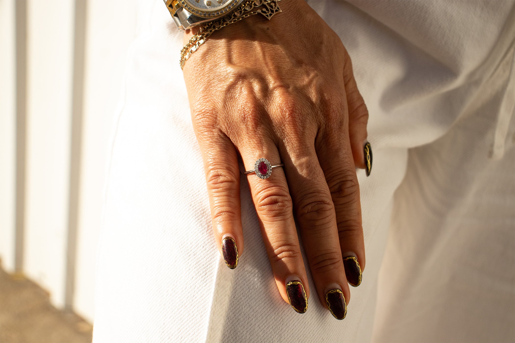Natural Ruby with Diamonds Ring