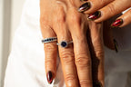 White Gold Natural Diamond and Sapphire Band